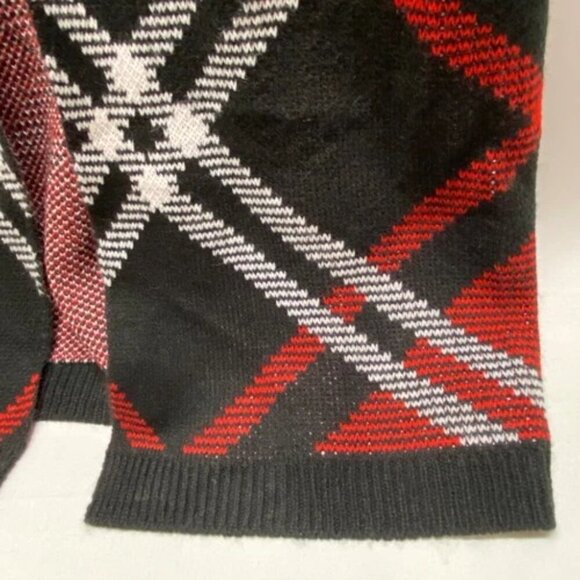 Cato Fashions Open Front Long Cardigan Duster Women's Large Black Red Plaid NWT - Picture 5 of 13